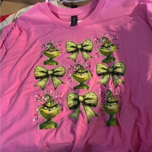 Dr. Seuss Pink Grinch Tee with Green Bows